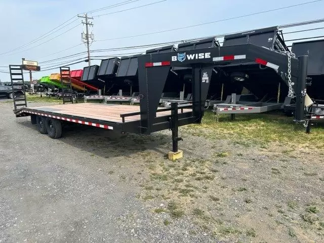 BWise 8.5 x 24 Gooseneck Equipment Trailer Ladder Ramps